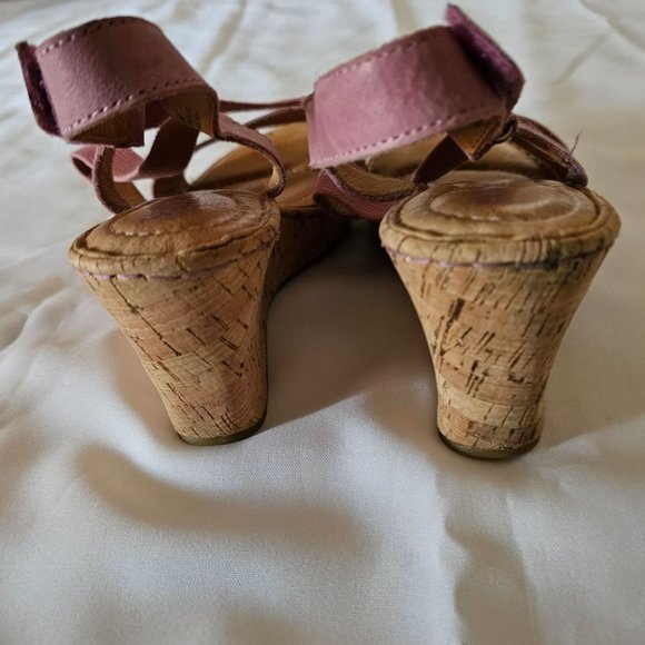 BORN Women's HYURO Strappy Cork Wedge Sandals, Pink Size 11M - Picture 9 of 11